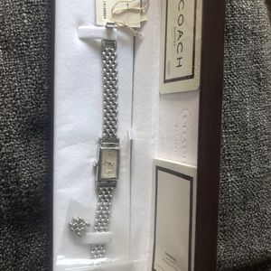 Coach silver watch in original box